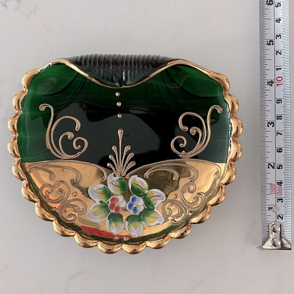 Vintage Hand-Painted Murano Glass Trinket Holder Shell Shape | Made in Italy - Picture 6 of 6